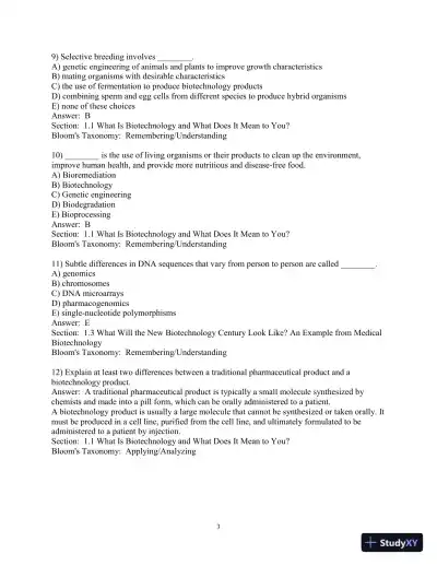 Test Bank for Introduction to Biotechnology, 4th Edition - Page 9 preview image
