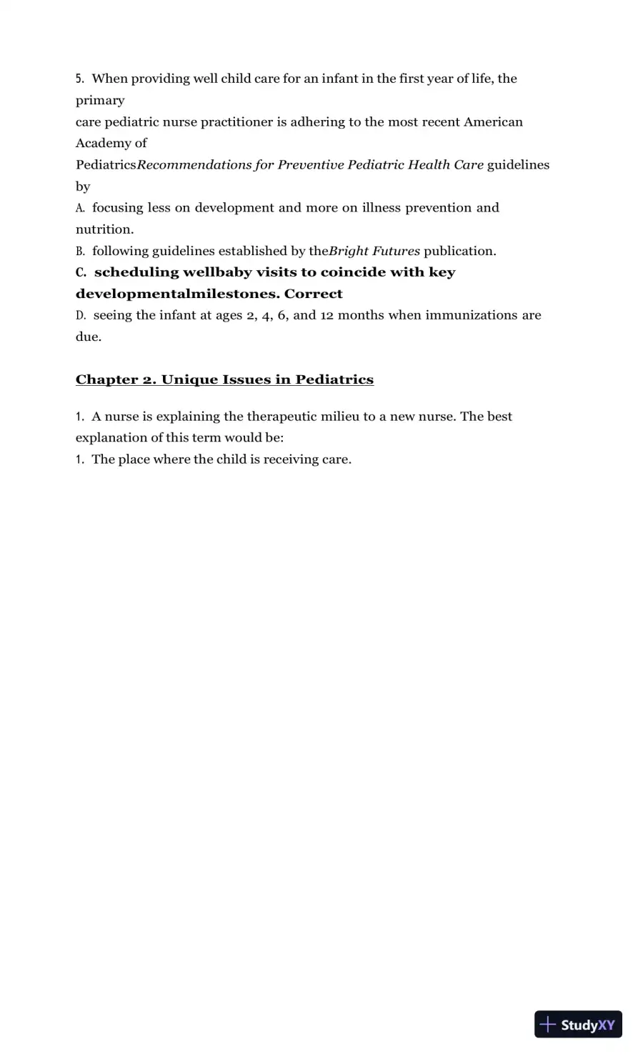 Test Bank for Burns' Pediatric Primary Care, 7th Edition (Chapters 1-46), page 3