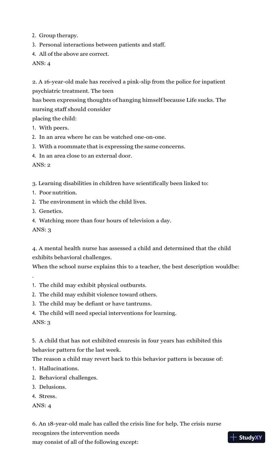 Test Bank for Burns' Pediatric Primary Care, 7th Edition (Chapters 1-46), page 4
