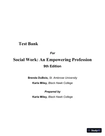 Social Work: An Empowering Profession, 9th Edition Test Bank - Page 1 preview image
