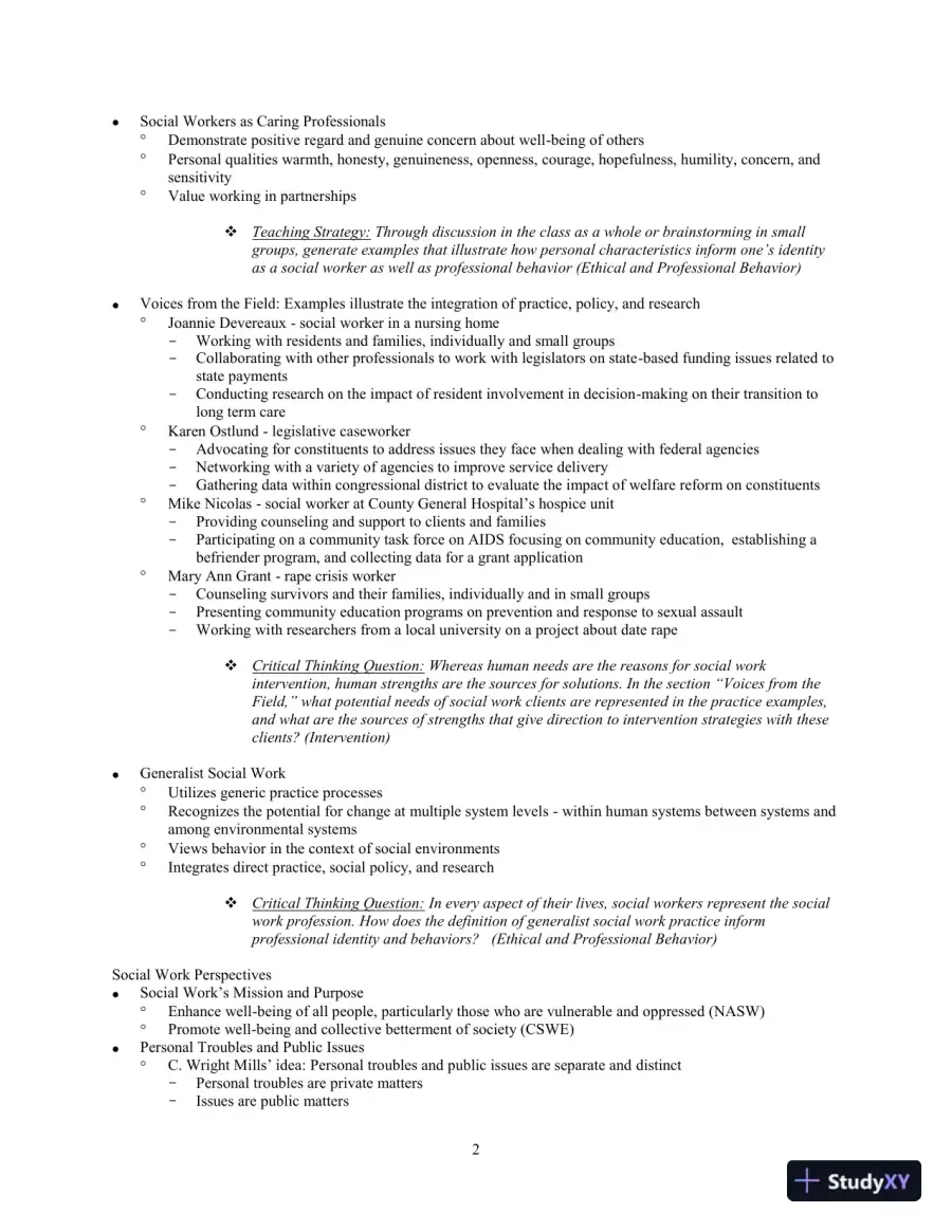 Social Work: An Empowering Profession, 9th Edition Test Bank, page 10