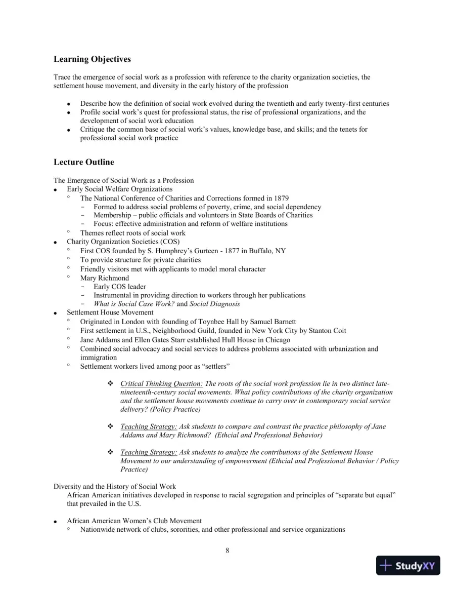 Social Work: An Empowering Profession, 9th Edition Test Bank, page 16