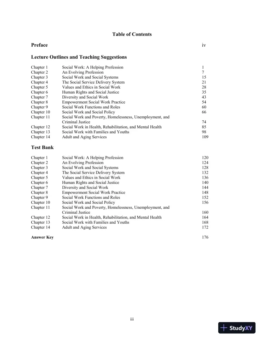 Social Work: An Empowering Profession, 9th Edition Test Bank, page 3