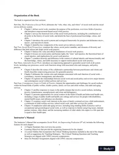 Social Work: An Empowering Profession, 9th Edition Test Bank - Page 5 preview image