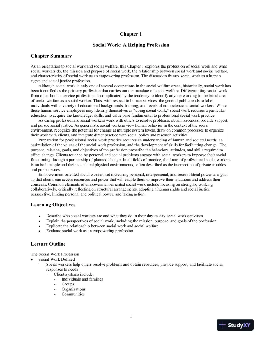 Social Work: An Empowering Profession, 9th Edition Test Bank, page 9