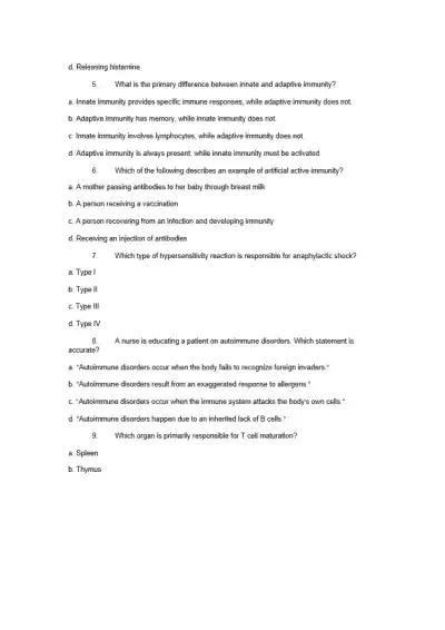 NCCLEX Style for Immune Disorder - Page 2 preview image
