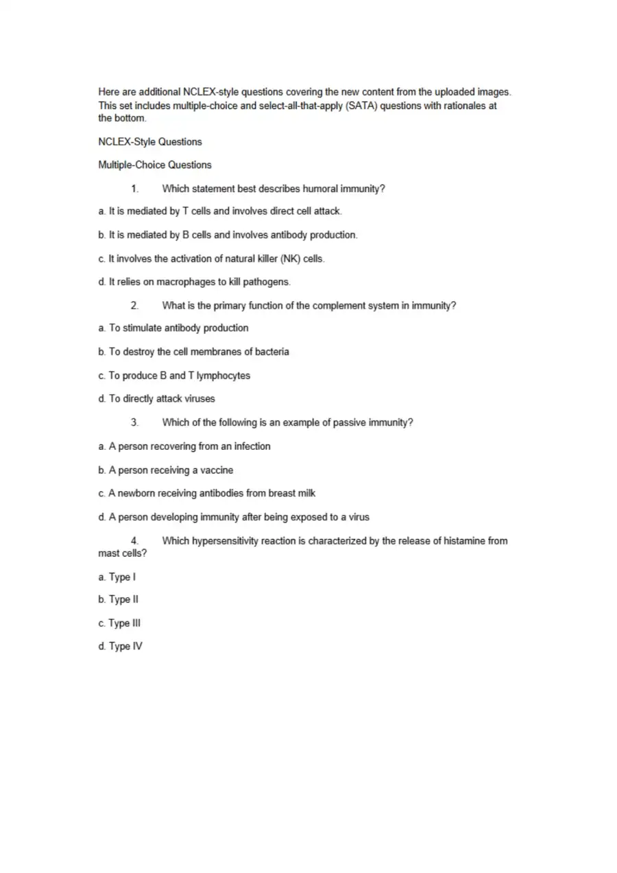 NCCLEX Style for Immune Disorder, page 7