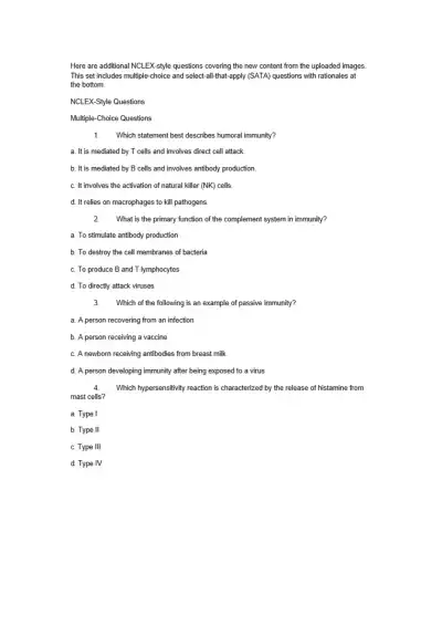 NCCLEX Style for Immune Disorder - Page 7 preview image