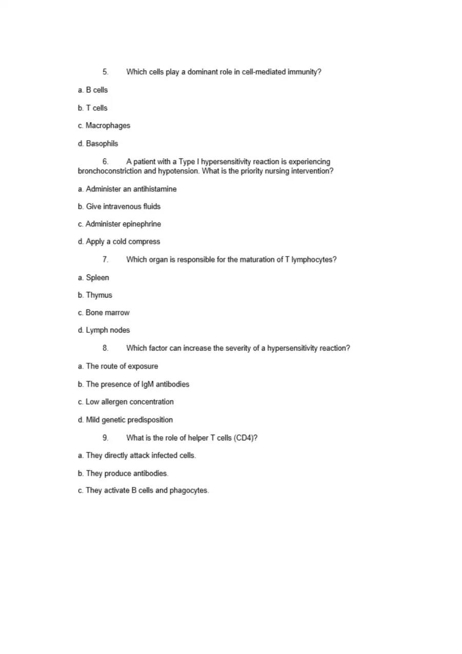 NCCLEX Style for Immune Disorder, page 8