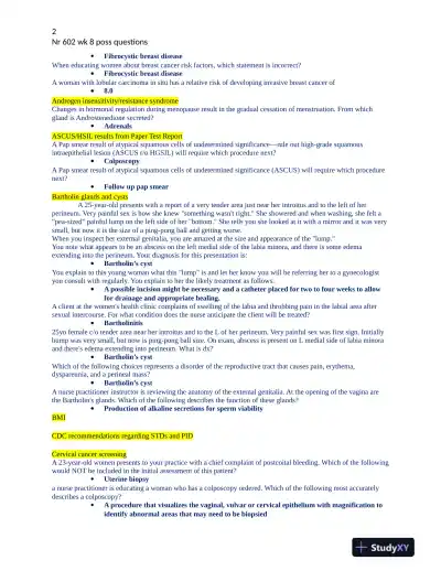 NR602 Chamberlain College of Nursing Clinical Analysis Final Exam Week 8 With Answers (115 Solved Questions) - Page 3 preview image