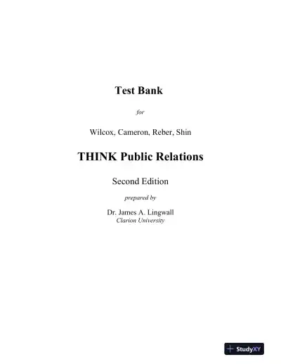 Test Bank for THINK Public Relations, 2nd Edition - Page 1 preview image