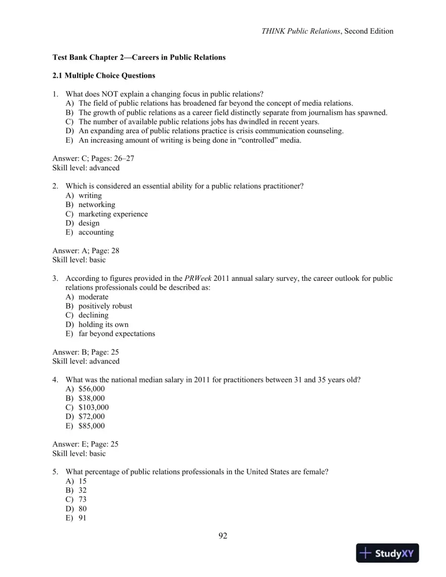 Test Bank for THINK Public Relations, 2nd Edition, page 10