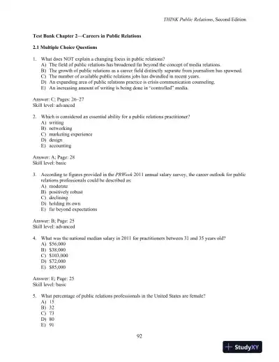 Test Bank for THINK Public Relations, 2nd Edition - Page 10 preview image