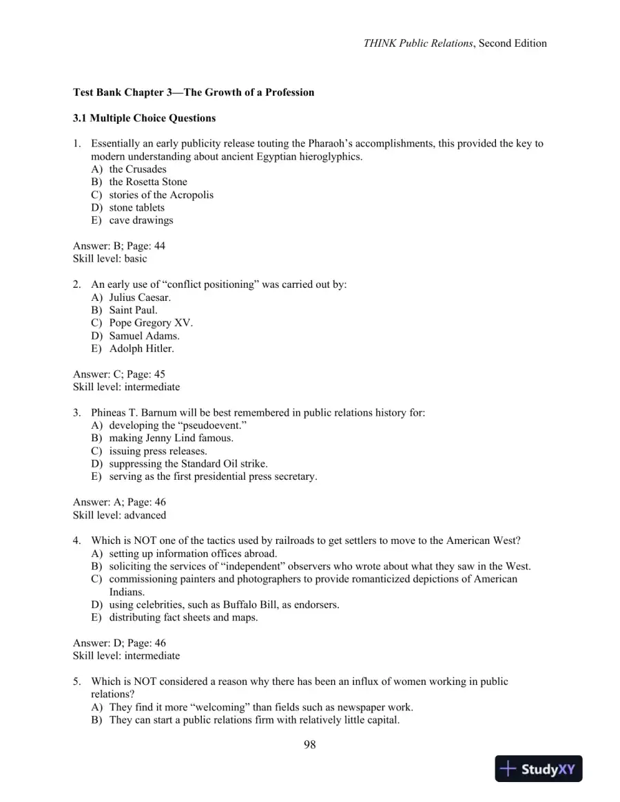 Test Bank for THINK Public Relations, 2nd Edition, page 16