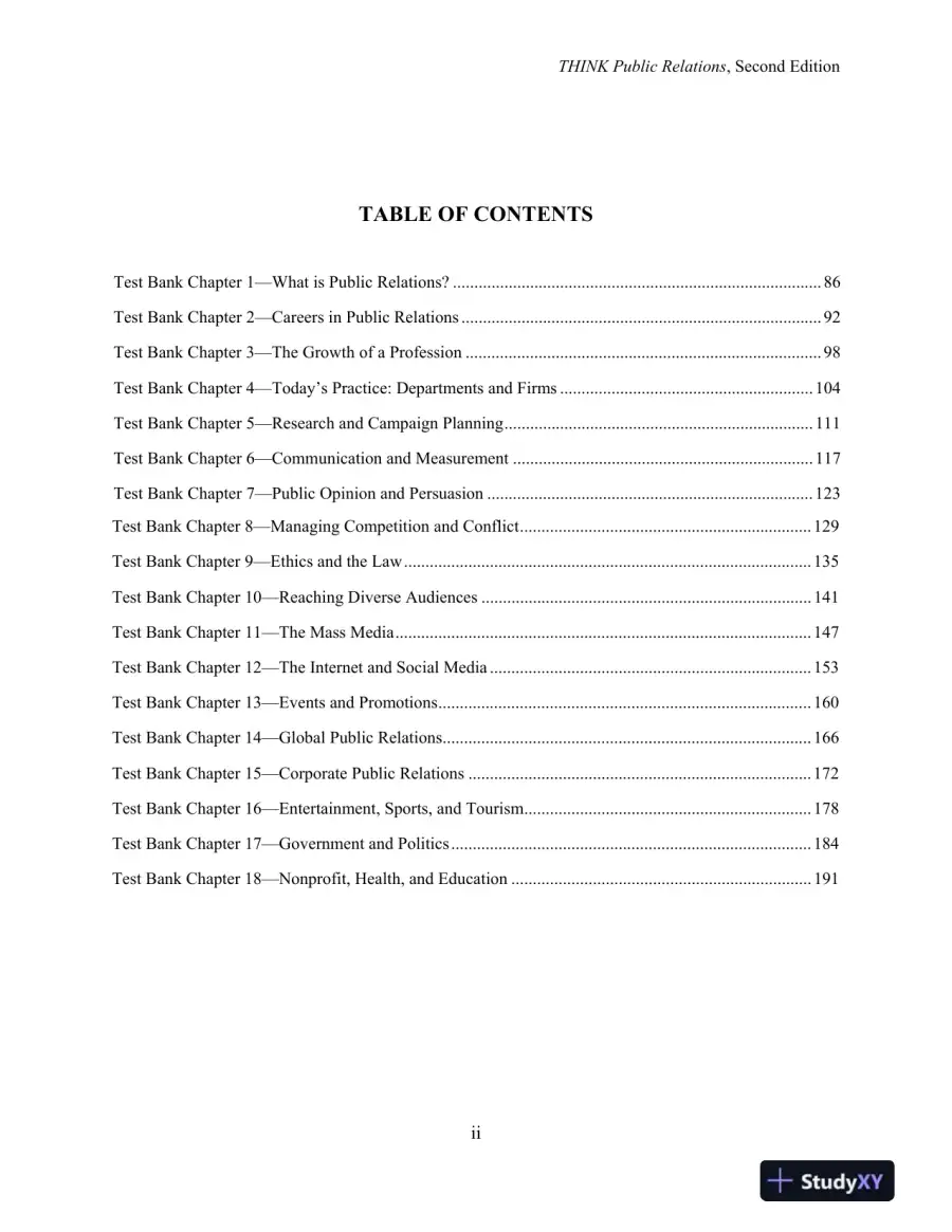 Test Bank for THINK Public Relations, 2nd Edition, page 3