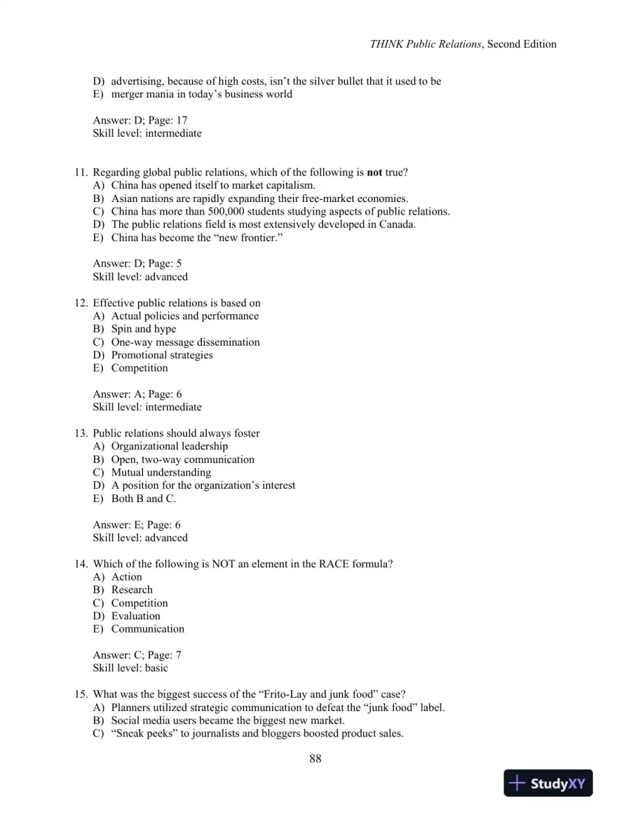 Test Bank for THINK Public Relations, 2nd Edition, page 6