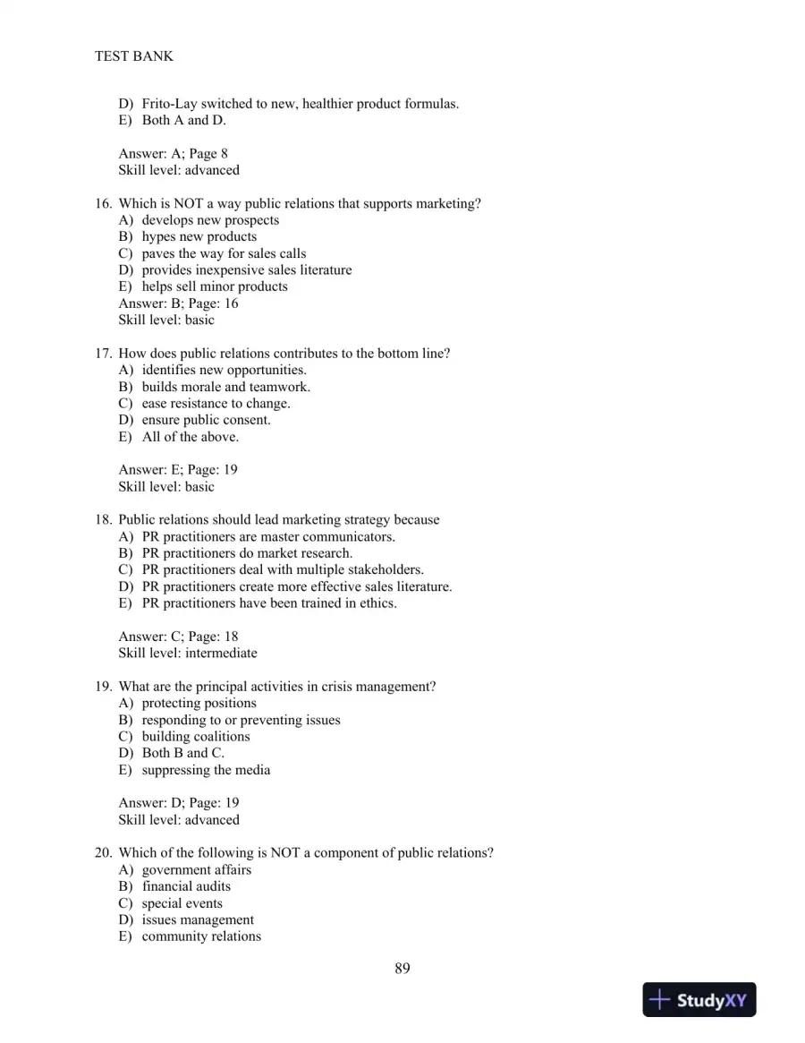 Test Bank for THINK Public Relations, 2nd Edition, page 7