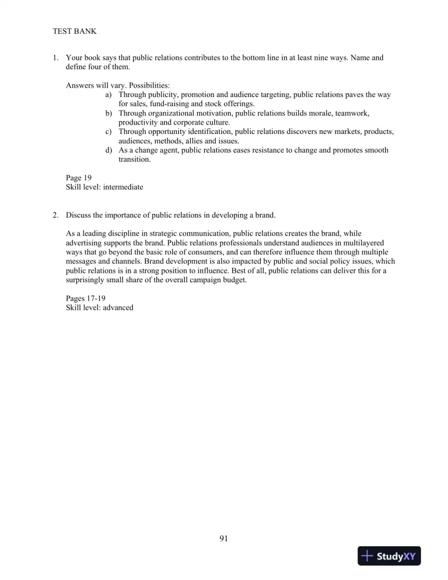 Test Bank for THINK Public Relations, 2nd Edition, page 9