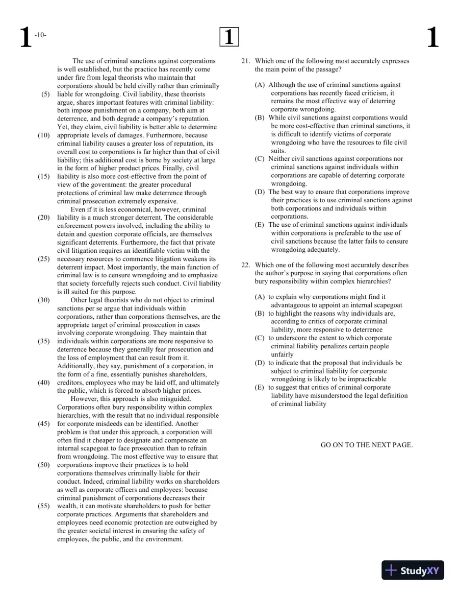 The Official LSAT PrepTest 90: (June 2020 LSAT) (2020), page 11
