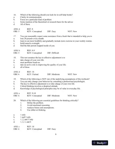 Psychology Applied to Modern Life: Adjustment in the 21st Century 10th Edition Test Bank - Page 11 preview image