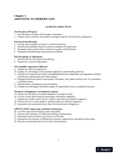 Psychology Applied to Modern Life: Adjustment in the 21st Century 10th Edition Test Bank - Page 6 preview image