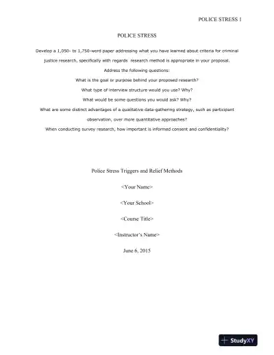 Police Stress Triggers and Relief Method - Page 1 preview image