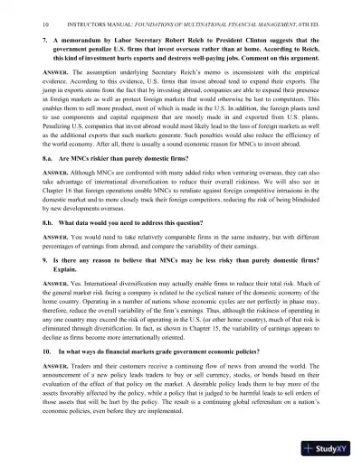 Multinational Financial Management, Study Guide, 6th Edition Solution Manual - Page 11 preview image