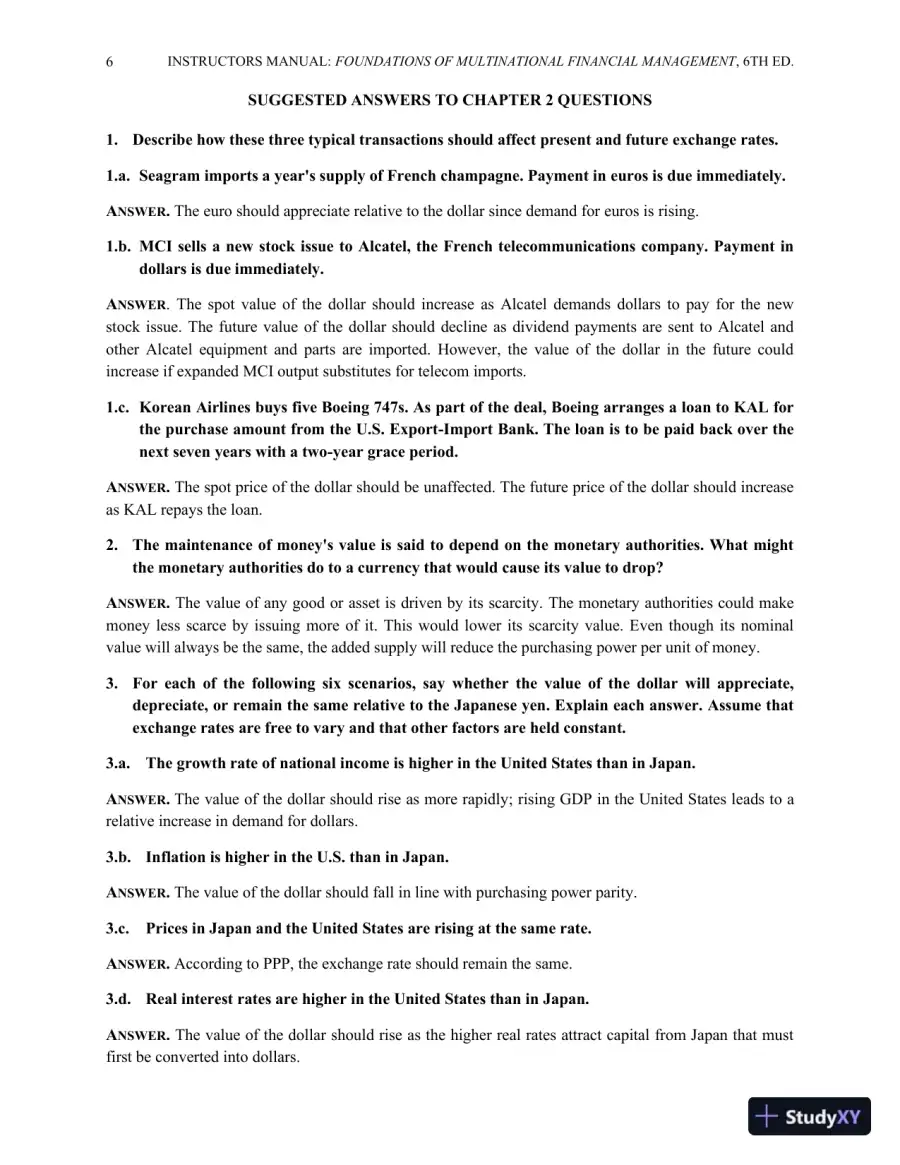 Multinational Financial Management, Study Guide, 6th Edition Solution Manual, page 20