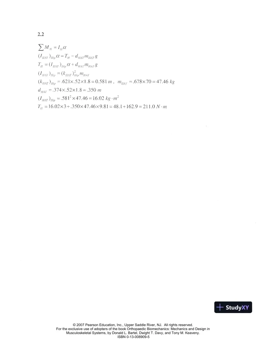 Solution Manual for Orthopaedic Biomechanics: Mechanics and Design in Musculoskeletal Systems, 1st Edition, page 3