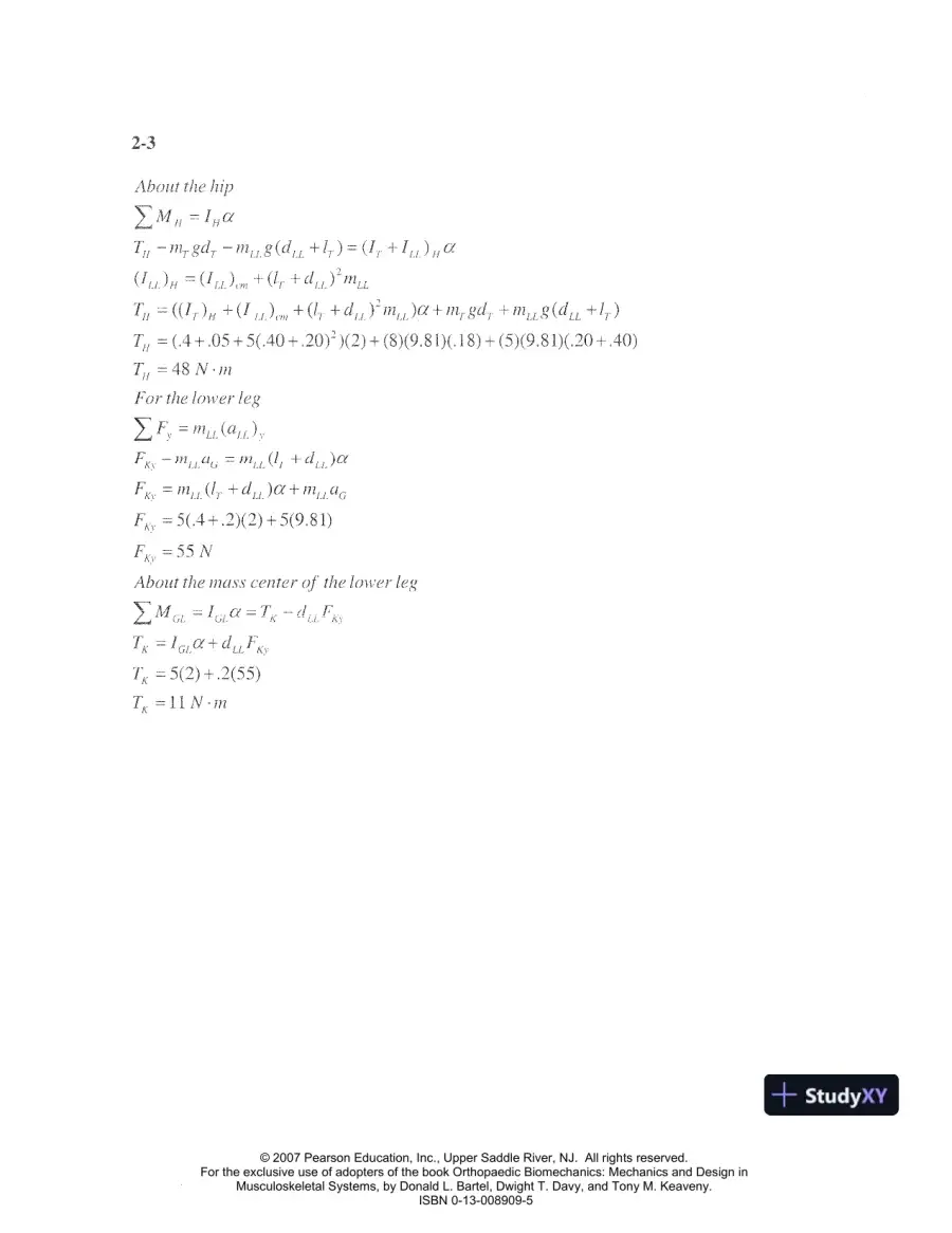 Solution Manual for Orthopaedic Biomechanics: Mechanics and Design in Musculoskeletal Systems, 1st Edition, page 4
