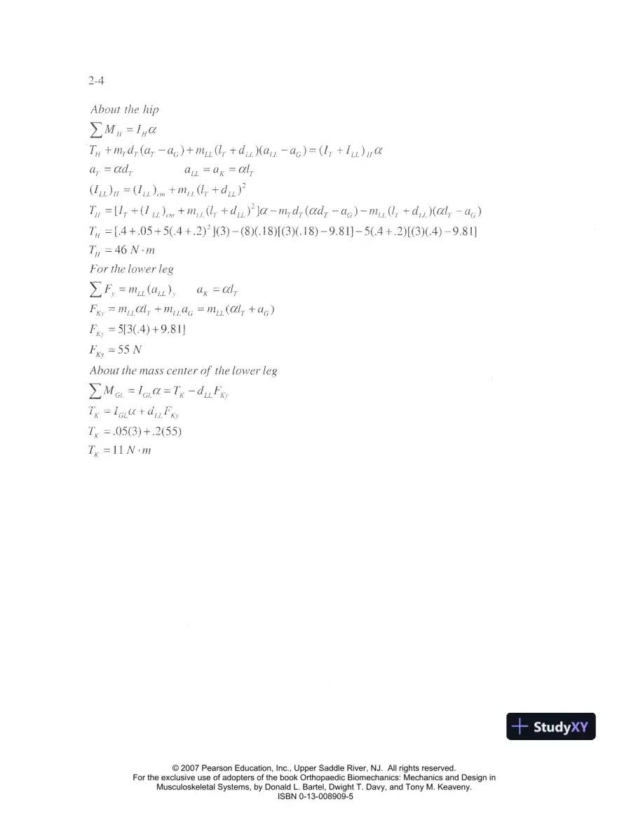 Solution Manual for Orthopaedic Biomechanics: Mechanics and Design in Musculoskeletal Systems, 1st Edition, page 5