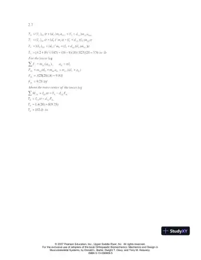 Solution Manual for Orthopaedic Biomechanics: Mechanics and Design in Musculoskeletal Systems, 1st Edition - Page 8 preview image