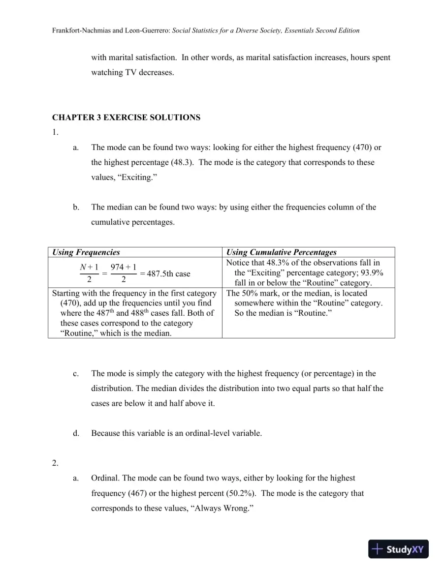 Essentials of Social Statistics for a Diverse Society Second Edition Solution Manual, page 25