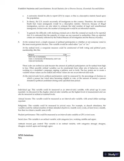 Essentials of Social Statistics for a Diverse Society Second Edition Solution Manual - Page 3 preview image
