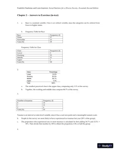 Essentials of Social Statistics for a Diverse Society Second Edition Solution Manual - Page 5 preview image