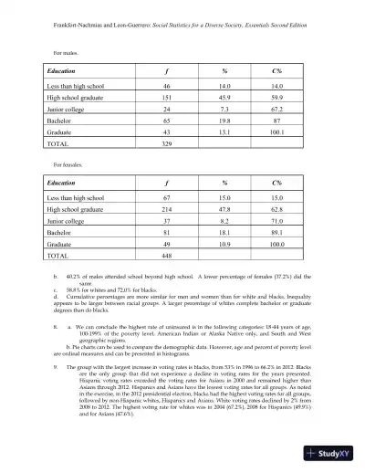 Essentials of Social Statistics for a Diverse Society Second Edition Solution Manual - Page 9 preview image