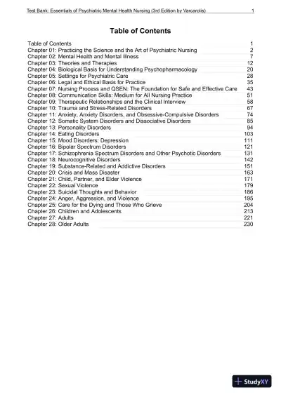 Essentials Of Psychiatric Mental Health Nursing: A Communication Approach To Evidence-Based Care, 3rd Edition Test Bank - Page 1 preview image