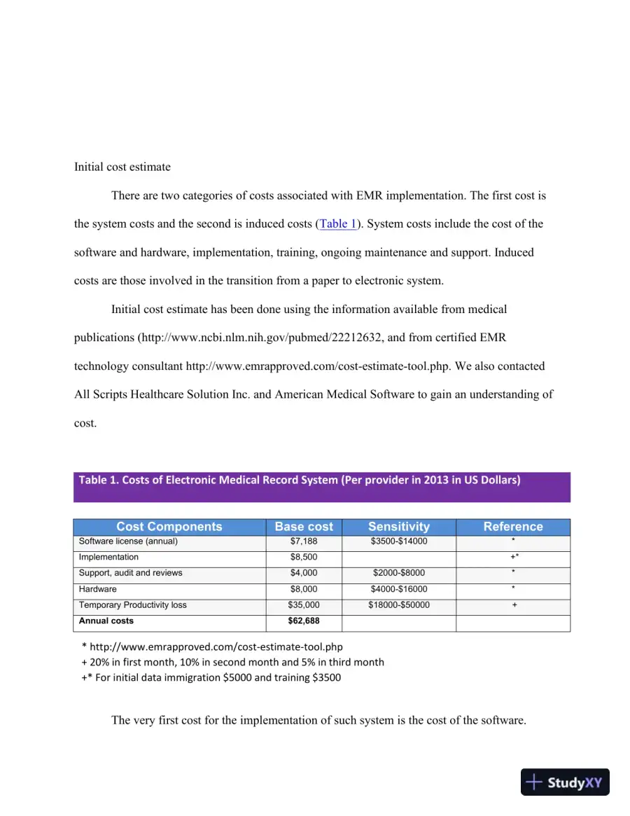 Financial Evaluation Of Implementing An Electronic Medical Record (EMR) System At Somerset Medical Center, page 6
