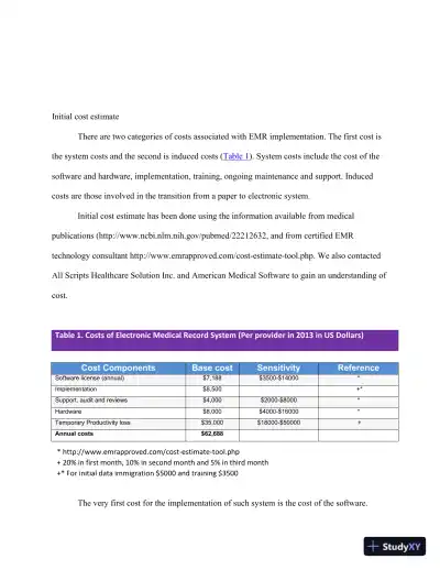 Financial Evaluation Of Implementing An Electronic Medical Record (EMR) System At Somerset Medical Center - Page 6 preview image