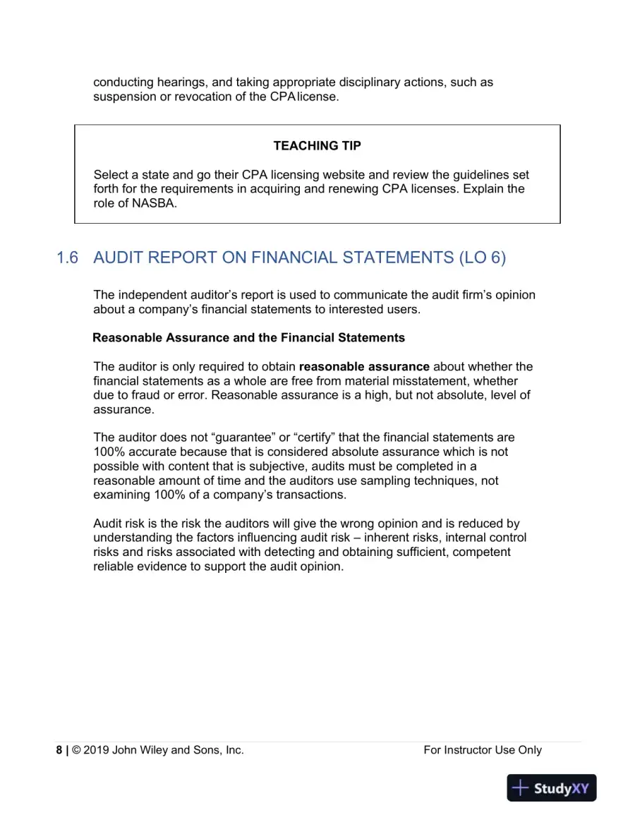 Lecture Notes For Auditing: A Practical Approach with Data Analytics, 1st Edition, page 9