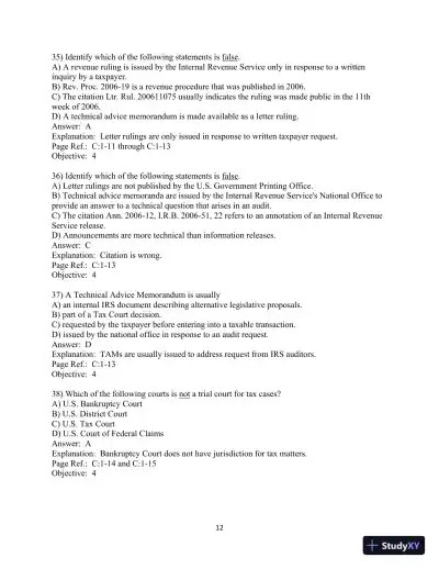 Test Bank for Pearson's Federal Taxation 2020 Comprehensive, 33rd Edition - Page 13 preview image