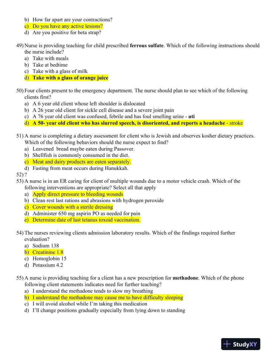 ATI PN Exit Exam Exam with Answers (180 Solved Questions), page 9