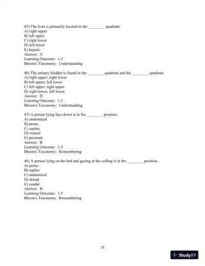 Fundamentals of Anatomy & Physiology, 11th Edition Test Bank - Page 13 preview image