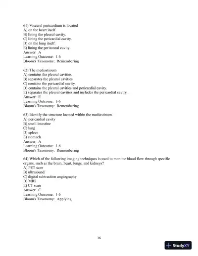 Fundamentals of Anatomy & Physiology, 11th Edition Test Bank - Page 17 preview image
