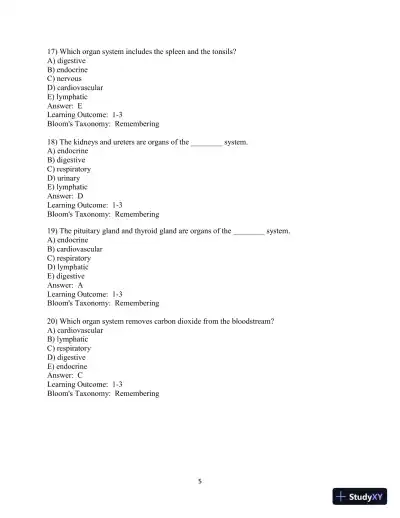 Fundamentals of Anatomy & Physiology, 11th Edition Test Bank - Page 6 preview image