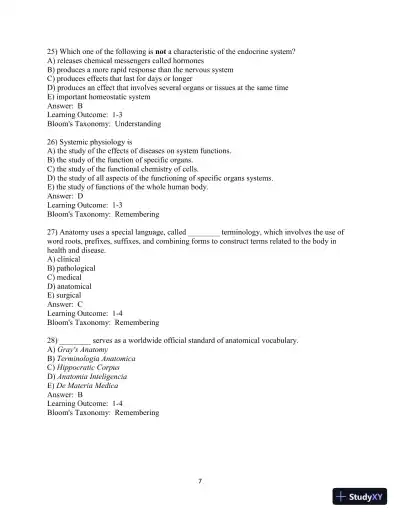 Fundamentals of Anatomy & Physiology, 11th Edition Test Bank - Page 8 preview image