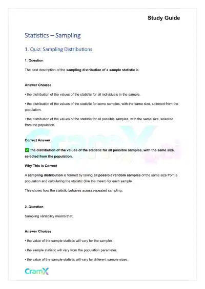 Statistics - Sampling - Page 1 preview image