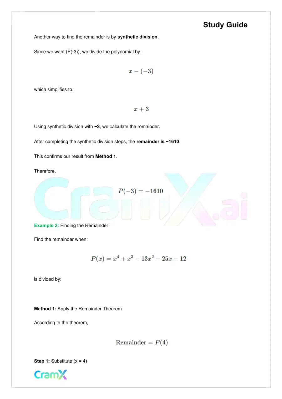 Algebra II – Polynomial Function, page 10