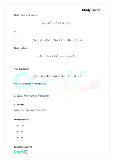 Algebra II – Polynomial Function - Page 3 preview image