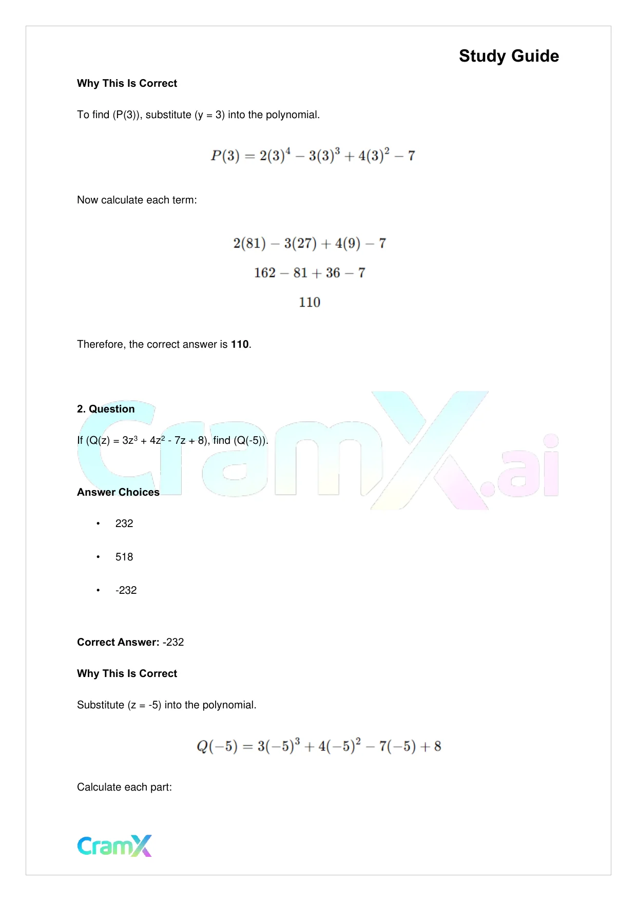 Algebra II – Polynomial Function - Page 4 preview image